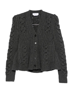 Кардиган с баской и узором «косы», серый Alexander mcqueen