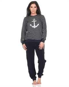 Пижама Frottee langarm Bündchen Maritime Optik, синий Normann