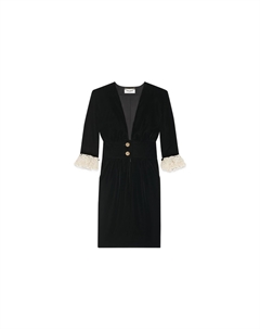 Платье с короткими рукавами женское черное Saint laurent