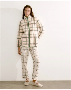 Женский халат на молнии в клетку, белый Enfasis