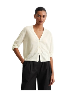 Женский тонкий облегающий вязанный жакет, изготовленный из смеси органического хлопка, белый Marc o'polo