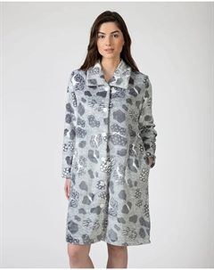 Женский длинный халат с застежкой на пуговицы, светло-серый Massana