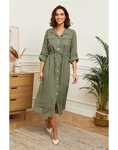 Длинное платье Leinen, оливковый Le monde du lin