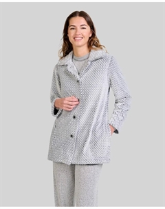 Женский короткий халат из жаккардовой саржи, серый Lohe