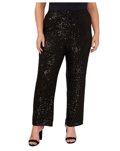 Брюки-клеш больших размеров с пайетками, черный Vince camuto