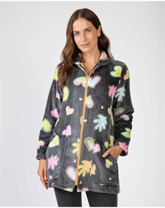 Женский короткий халат на застежке-молнии, серый Massana