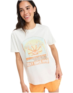 Футболка с короткими рукавами и трафаретным принтом OCEANREGULAR POSTER, белая, женская Roxy