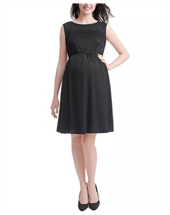 Платье с плиссированной юбкой из кружева и сетки для беременных, черный Kimi + kai