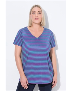 Женская функциональная рубашка в полоску, классическая, с V-образным вырезом и коротким рукавом Ulla popken