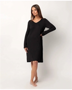 Длинная ночная рубашка для женщин из модального трикотажа, черный Admas