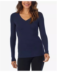 Женский многослойный топ из мягкой одежды с v-образным вырезом и длинными рукавами, синий Cuddl duds