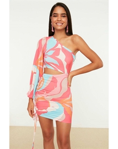 Короткое платье, цвет koralle/hellblau Trendyol