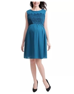 Платье с плиссированной юбкой из кружева и сетки для беременных, синий Kimi + kai