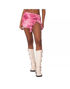 Женская мини-юбка из сетки с рюшами и принтом Wanda, розовый Edikted