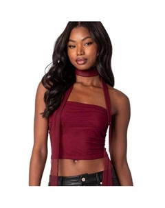 Женский сетчатый шарф со сборками из двух частей, красный Edikted