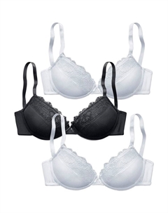 Бюстгальтер пуш-ап, цвет 2xweiß+1xschwarz Petite fleur