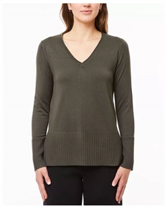 Женский свитер с v-образным вырезом, широким подолом и широкими манжетами, зеленый Melissa paige