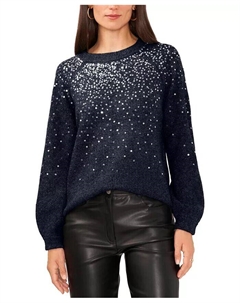 Женский свитер с рукавами реглан, расшитый пайетками, синий Vince camuto