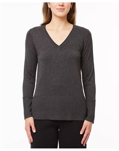 Женский свитер с v-образным вырезом, широким подолом и широкими манжетами, серый Melissa paige