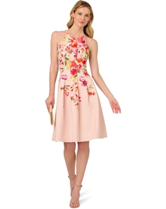 Платье Floral Border Short Dress, Champagne Multi Adrianna papell