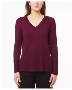 Женский свитер с v-образным вырезом, широким подолом и широкими манжетами, красный Melissa paige