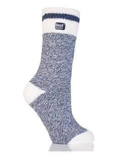 Женские оригинальные кремовые термоноски Block Twist, синий Heat holders