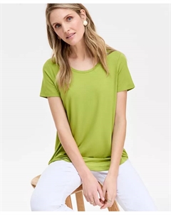 Женский топ с круглым вырезом и короткими рукавами, зеленый Jm collection
