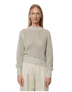 Женский джемпер с ажурной вязкой из органического хлопка и льна, бежевый Marc o'polo