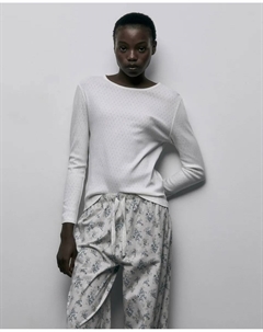 Футболка с ажурной вязкой, белый Сфера