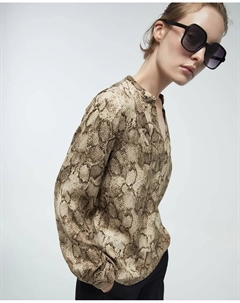 Рубашка с принтом свободного кроя, темно-коричневый Сфера