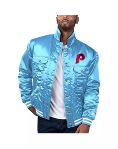 Levi’s x Starter Мужская светло-голубая куртка-тракер на молнии Philadelphia Phillies Silver Tab из сатина Levi's®