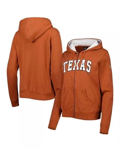 Женская толстовка с капюшоном с молнией во всю длину и арочным именем Texas Orange Texas Longhorns, оранжевый Colosseum