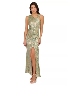 Женское асимметричное металлизированное платье-русалка, коричневый/бежевый Adrianna papell