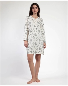 Длинная женская ночная рубашка из серого хлопкового трикотажа, серый Admas