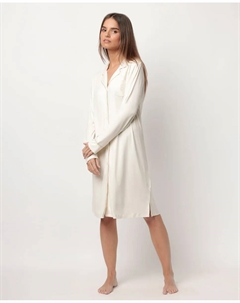 Длинная женская ночная рубашка из микрофибры, кремовый Admas