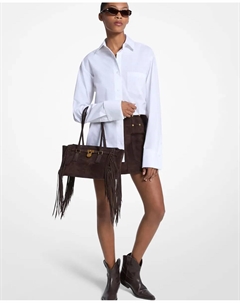 Женская рубашка из хлопкового поплина свободного кроя, белый Michael michael kors