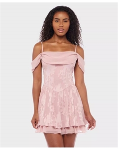 Платье-рубашка с открытыми плечами из жаккарда, облегающее и расклешенное B. darlin