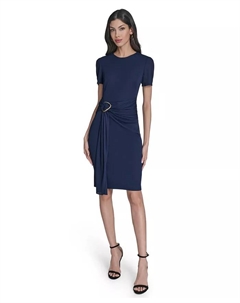 Женское трикотажное облегающее платье с фурнитурой Vince camuto