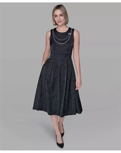 Женское платье-рубашка из жаккарда с отделкой, облегающее и расклешенное Karl lagerfeld paris