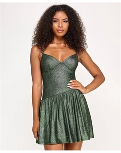 Платье-футболка с бретельками, украшенными стразами, с расклешенным лифом Seni & cade