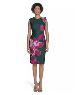 Платье-футляр без рукавов с принтом Petite Scuba Calvin klein