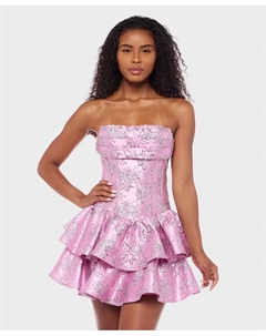 Платье-рубашка с металлизированным жаккардом, короткое, с расклешенным лифом Alex & sophia