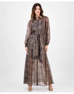 Женское платье-рубашка с длинными рукавами и поясом, коричневый Julia jordan