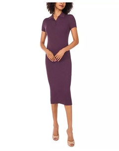 Женское однотонное платье с воротником и короткими рукавами Vince camuto