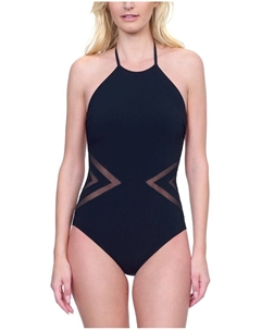 Готтекс Цельнокроеный купальник с высоким горлом, черный Gottex