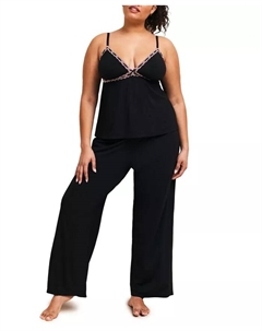 Пижамный комплект Eloisa Plus Size: майка и штаны, черный Adore me
