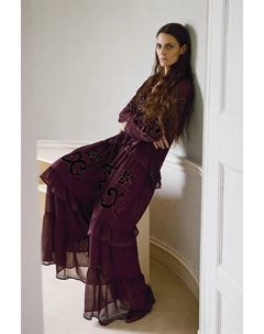 Длинное платье с вышивкой, баклажановый Сфера