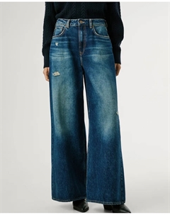 Женские прямые джинсы с высокой посадкой и потертостями, синий Pepe jeans