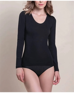 Женская трикотажная кофта с длинными рукавами и атласной окантовкой, черный Vittoria b. intimo