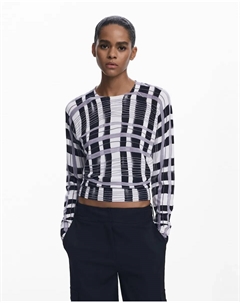 Женский свитер в полоску миккадо, белый/черный Desigual